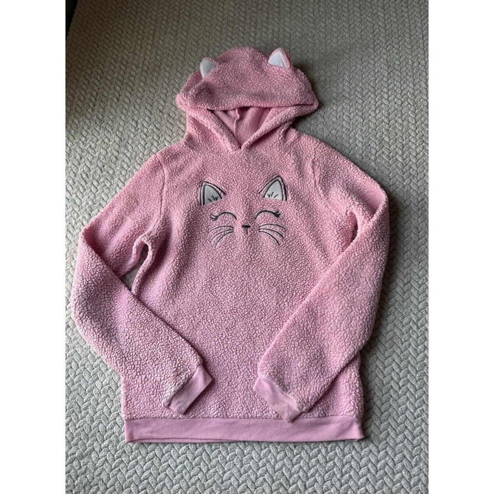 SO Soft Girls Size 14 Pink Cat Hoodie Long Sleeve